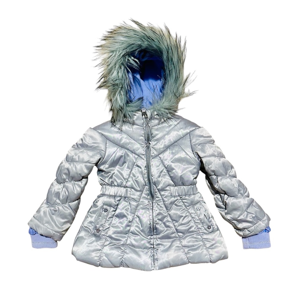Jessica Simpson 2T girl winter jacket silver with fur
